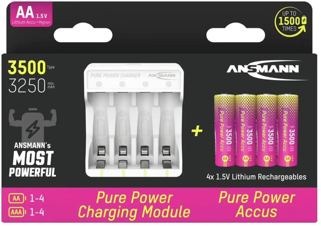 Ansmann Pure Power Set AA Li-ion 3250mAh - 4x Oplaadbaar