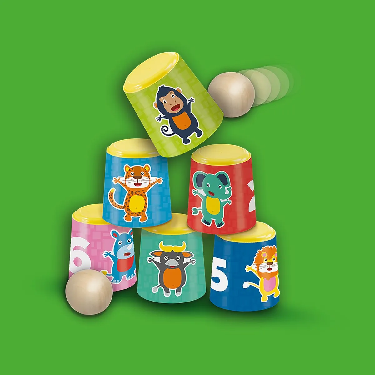 SES Creative Blikgooien - Stevige kunststof ballen met houten ballen - afbeelding 6 van 6