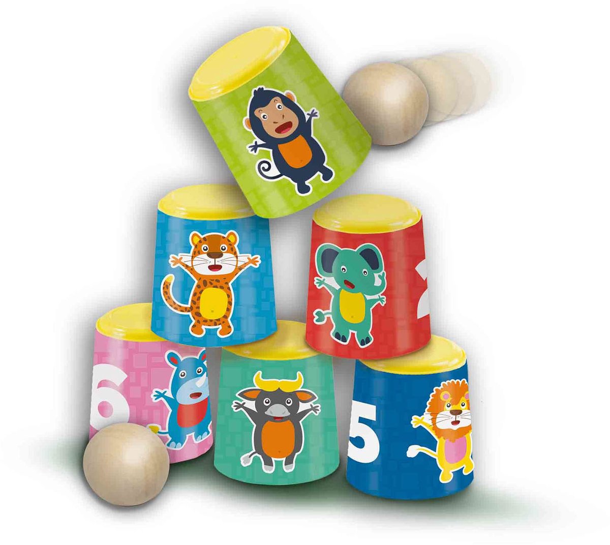 SES - Blikgooien - stevige kunststof ballen met houten ballen - voor binnen of buiten spelen