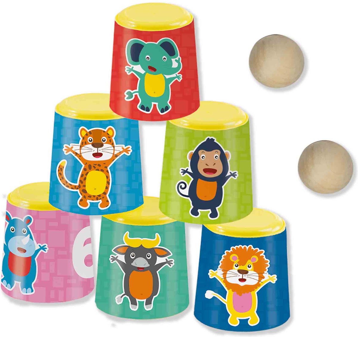 SES - Blikgooien - stevige kunststof ballen met houten ballen - voor binnen of buiten spelen