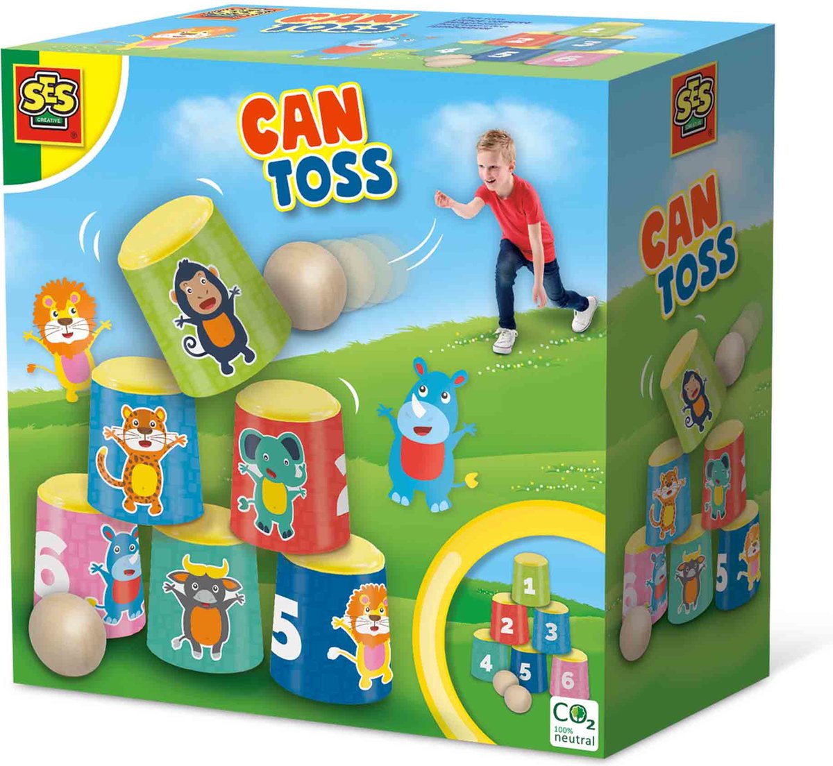 SES - Blikgooien - stevige kunststof ballen met houten ballen - voor binnen of buiten spelen