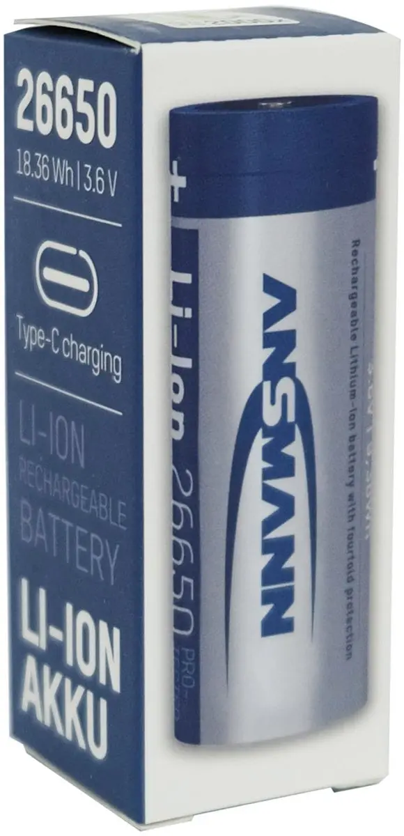 Ansmann 26650 USB-C Oplaadbare Batterij 5100mAh