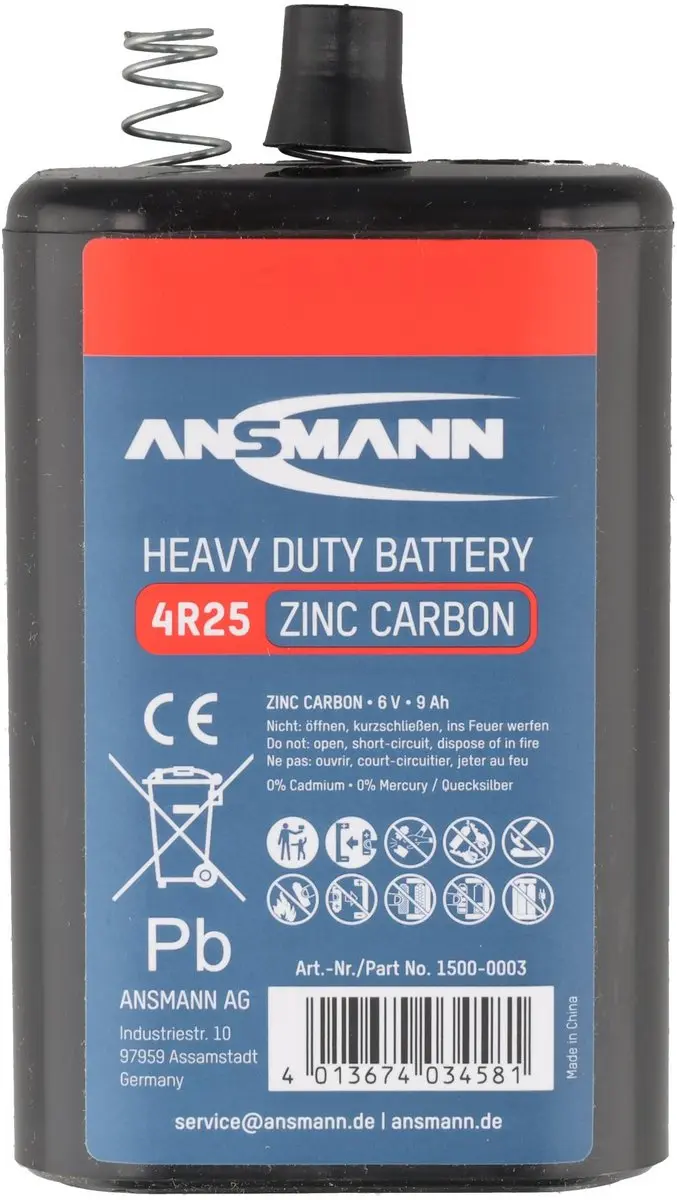 Ansmann 4R25 Zink-kool Batterij 6V 9000mAh