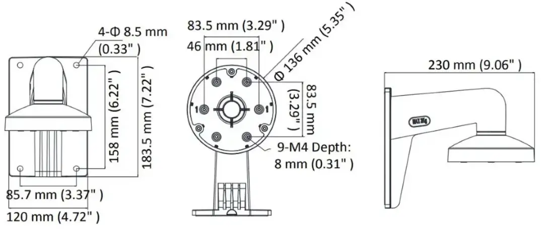 Hikvision DS-1473ZJ-135 Muurbeugel - Zwart