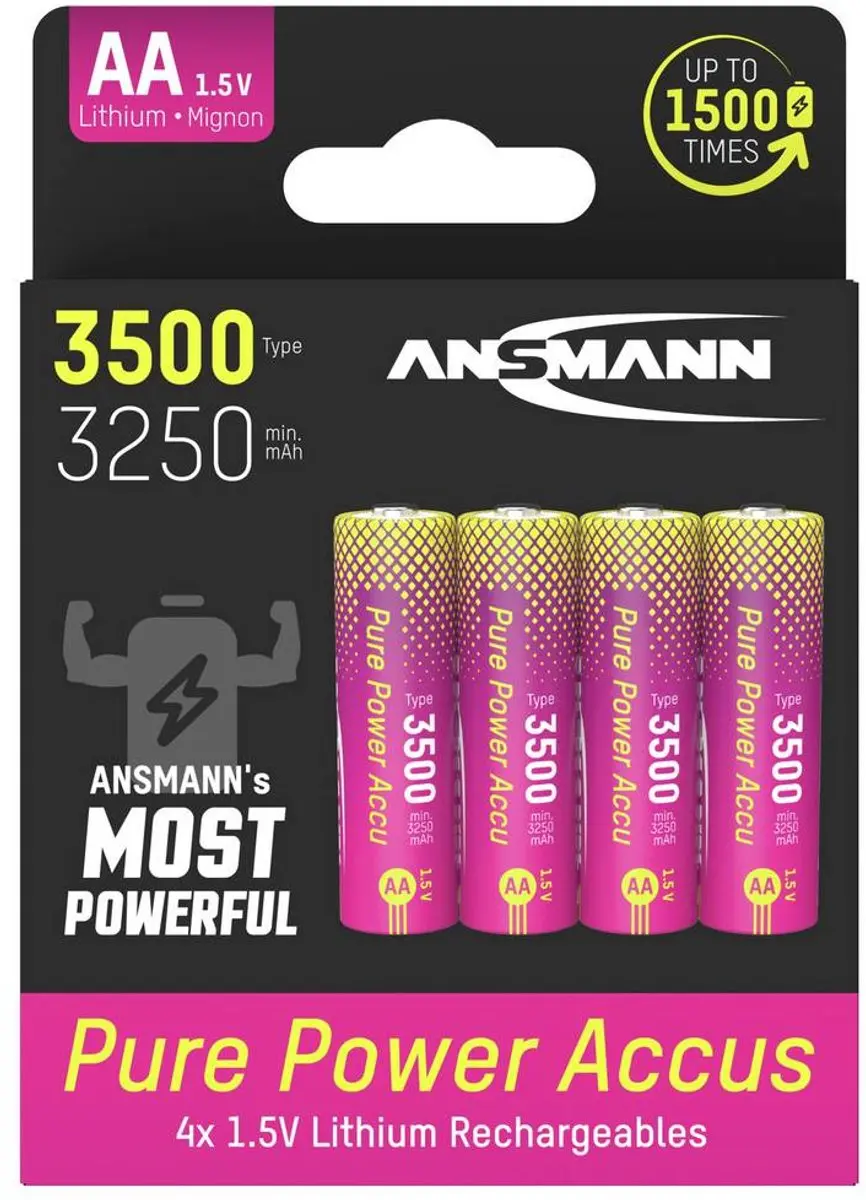Ansmann Li-ion AA Oplaadbare Batterijen 3250mAh - 4 Stuks