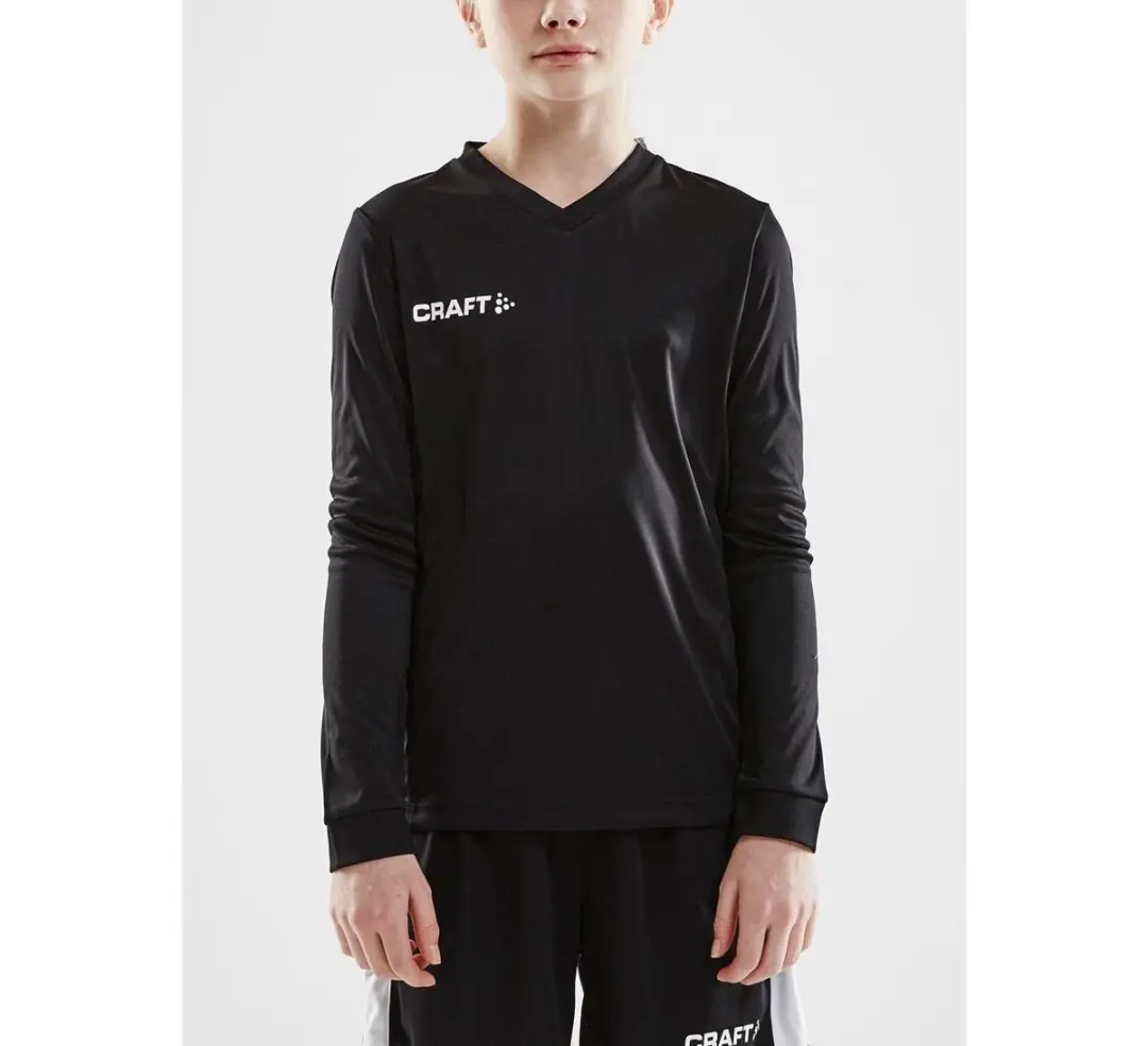 Craft Squad Jersey Solid LS Sportshirt Junior 122 - Zwart/Wit
