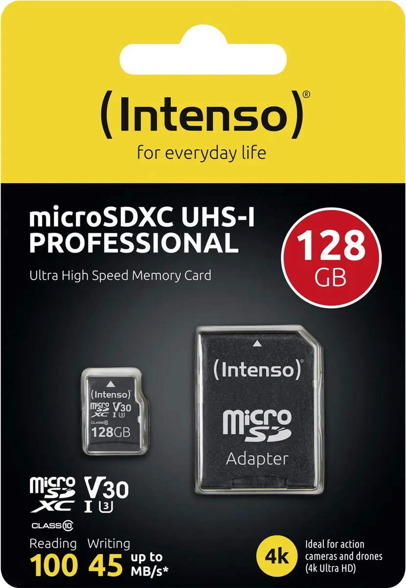 Intenso Micro SD Kaart 128GB UHS-I U3 V30 - Class 10
