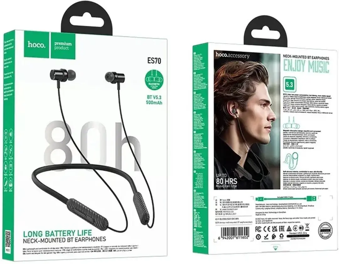 Hoco ES70 Bluetooth Oordopjes - 80 Uur - Zwart