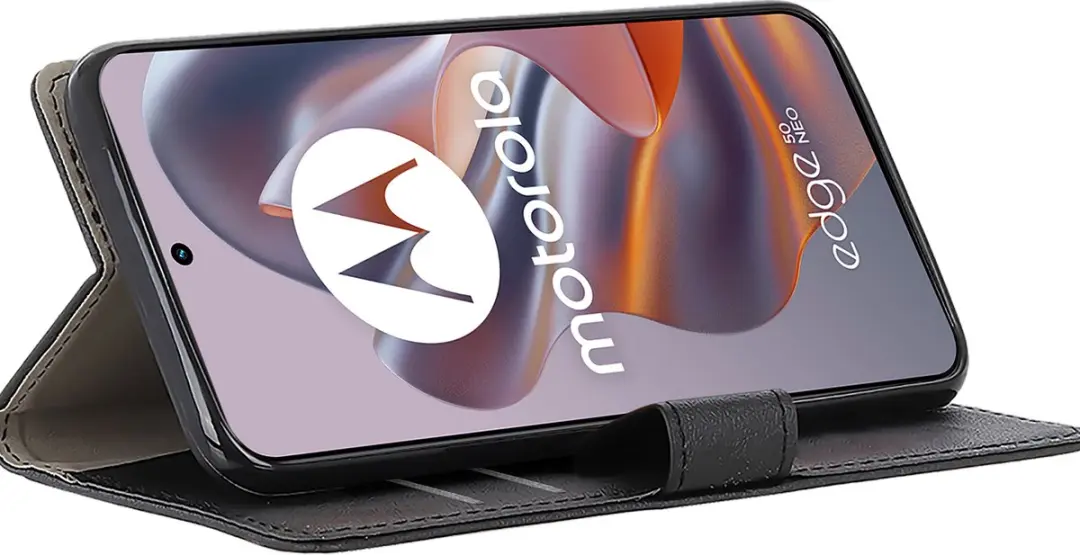 Just in Case Bookcase Classic Hoesje Motorola Edge 50 Neo - Zwart - afbeelding 6 van 6