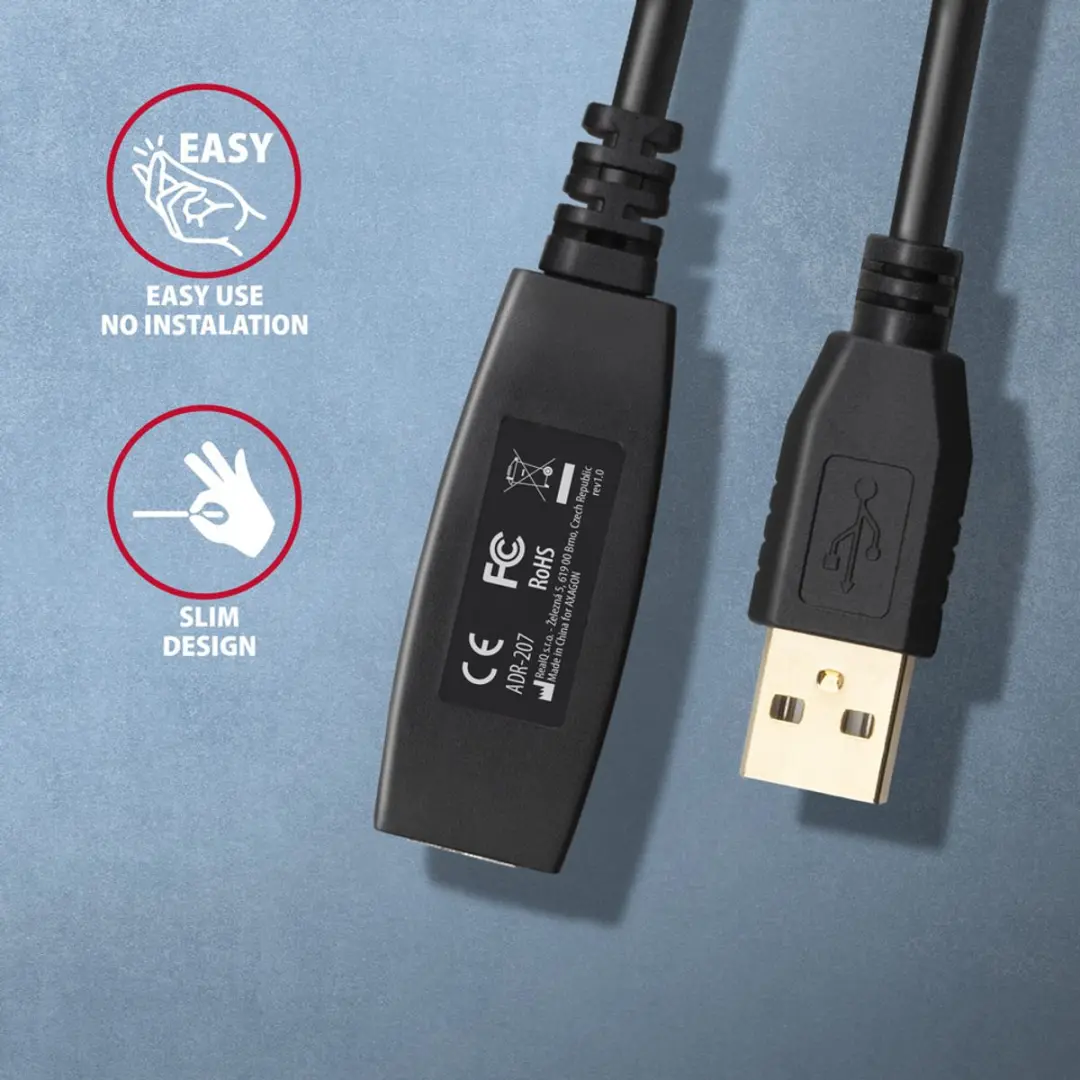Axagon ADR-207 USB-kabel USB-A 7,5m - Zwart