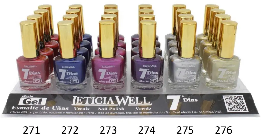 Leticia Well Set Metallic Nagellak 6x13ml - Rood/Blauw/Roze/Paars/Zilver/Goud