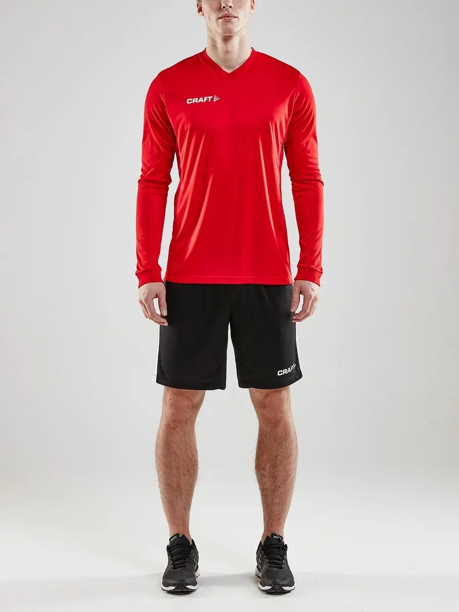 Craft Squad Jersey Solid LS Sportshirt Heren - S - Rood/Wit