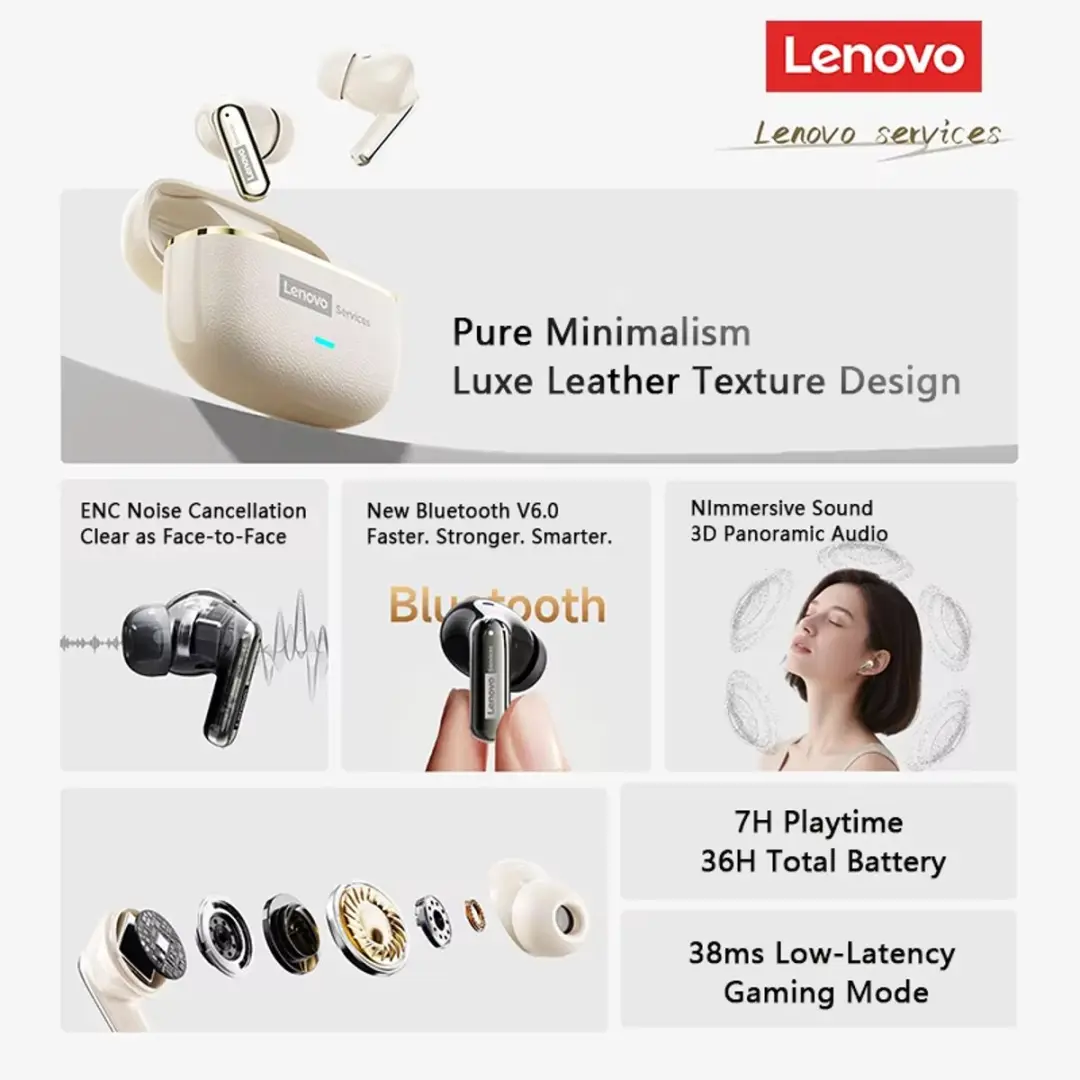 Lenovo LE208 TWS Oordopjes - Bluetooth 6.0 - Zwart