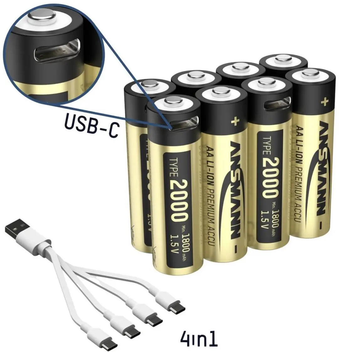 Ansmann 1312-0039 Oplaadbare AA Lithium Batterij 1800mAh