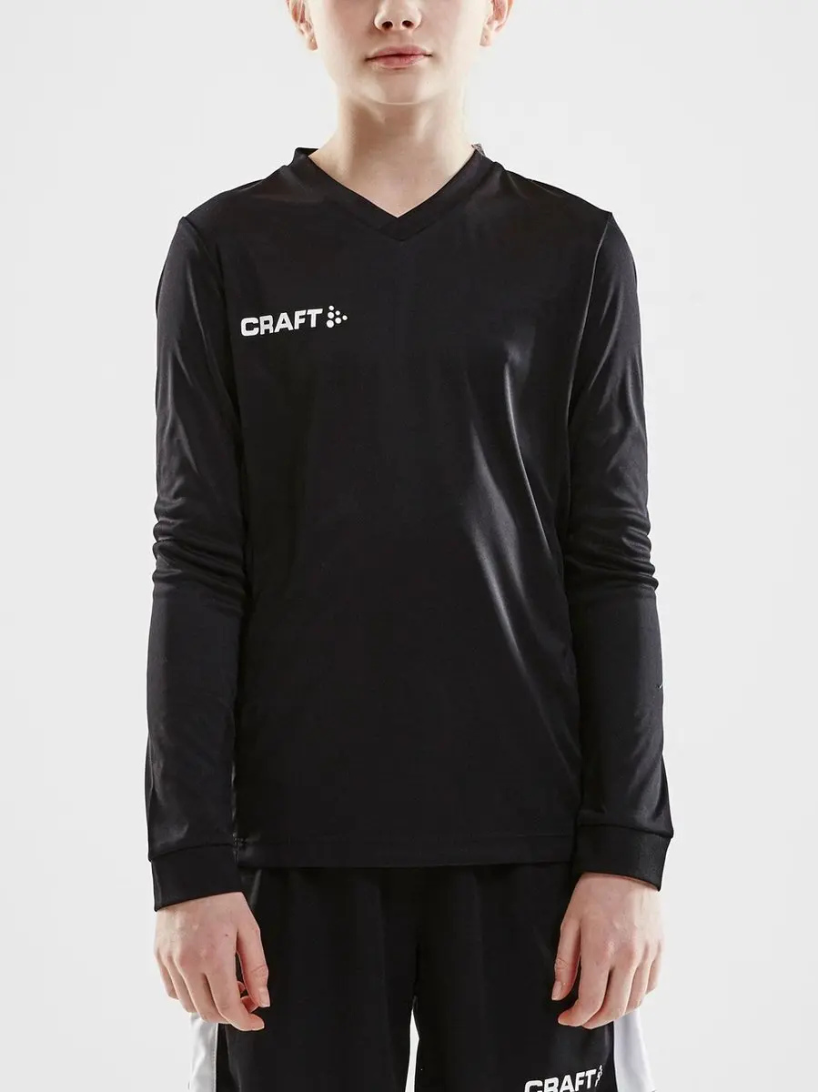 Craft Squad Jersey Solid LS Sportshirt Junior 134/140 - Zwart/Wit