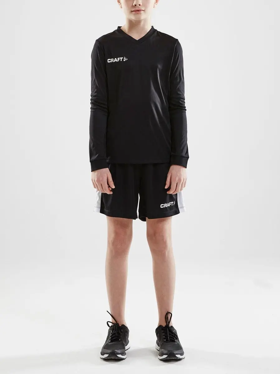 Craft Squad Jersey Solid LS Sportshirt Junior 134/140 - Zwart/Wit