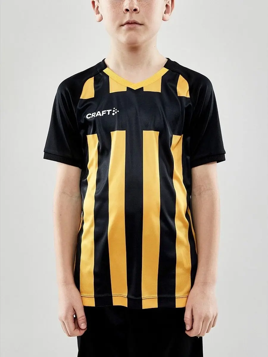 Craft Progress 2.0 Stripe Shirt Korte Mouw - Geel/Zwart 158/164