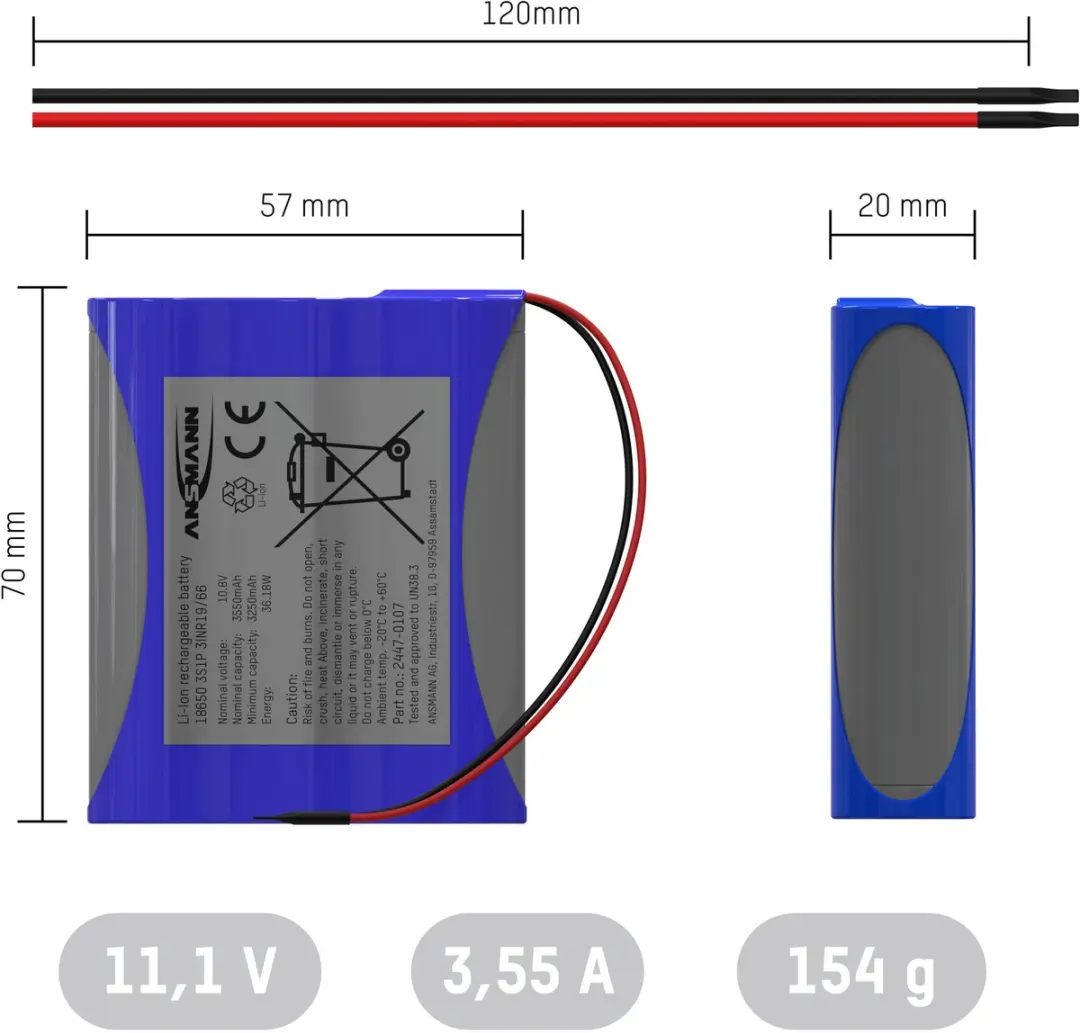 Ansmann 3S1P Accupack 10.8V 3350mAh