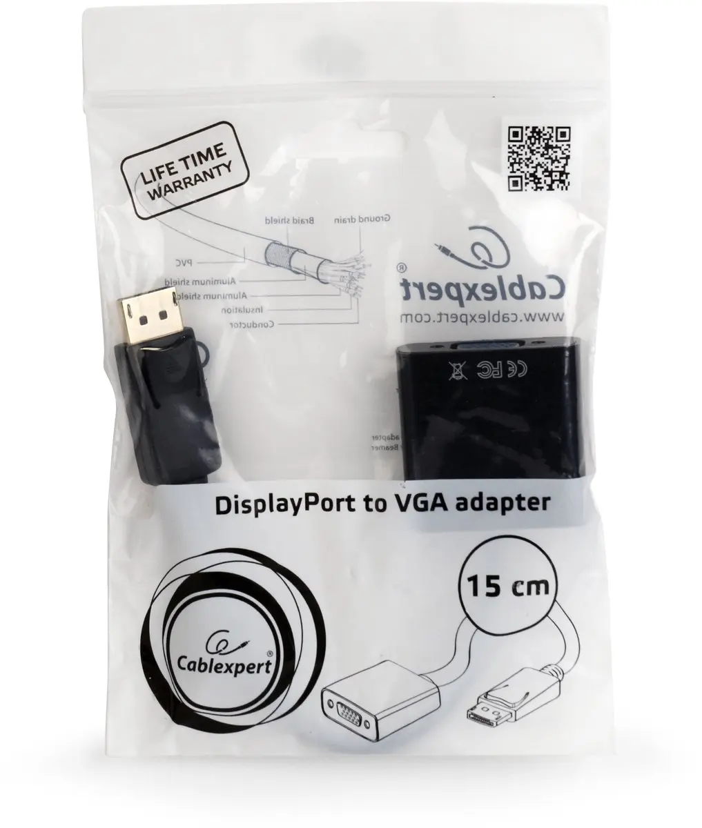 Cablexpert DisplayPort naar VGA Adapter 0,20m - Wit