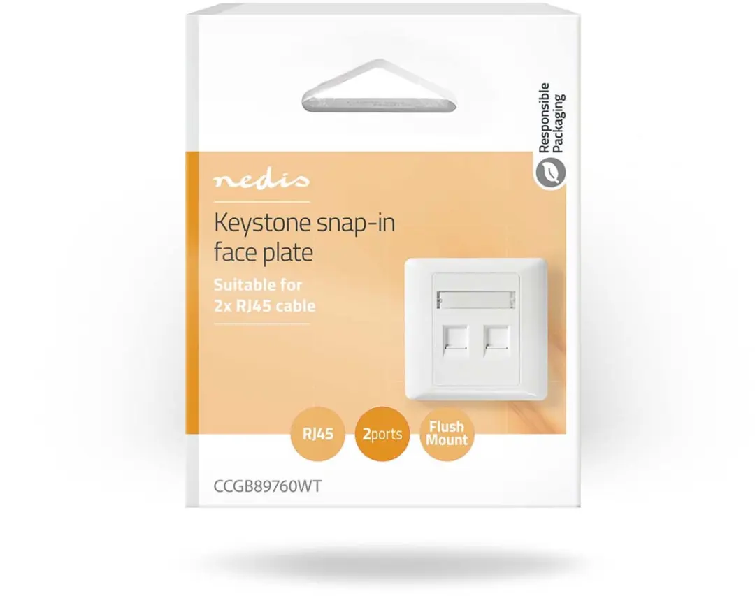 Nedis CCGB89760WT Netwerk Keystone Voorplaat 2 Poorten - Wit