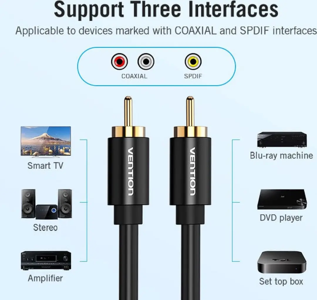 Vention Digitale RCA Coax Audiokabel S/PDIF 2m - Zwart