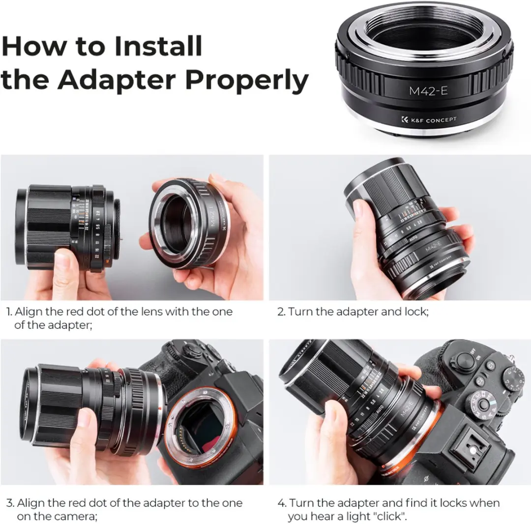 K&F Concept M42 Sony NEX Adapter - KF06.067 Zwart