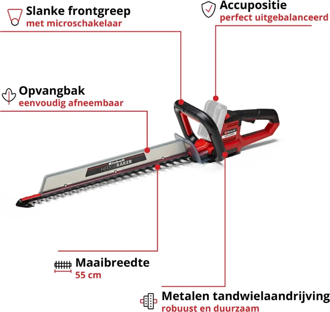 Einhell Accu Heggenschaar ARCURRA 18/55 Li Solo - 18V - afbeelding 2 van 6