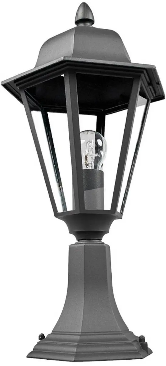 Lindby Sokkellamp Aluminium Glas 60W - Antraciet Heldere Glas