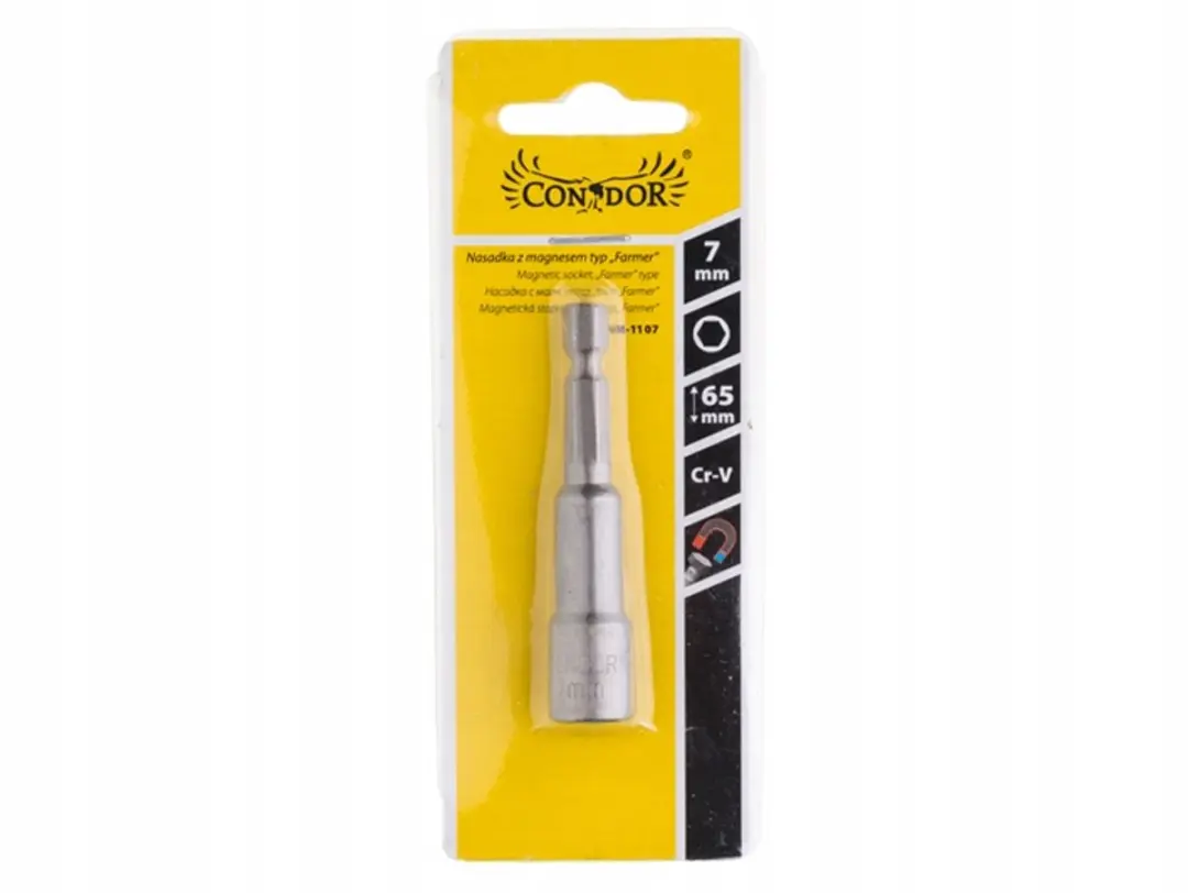 Condor Magnetische Dop 7mm M6 HEX Staal Cr-V 65mm