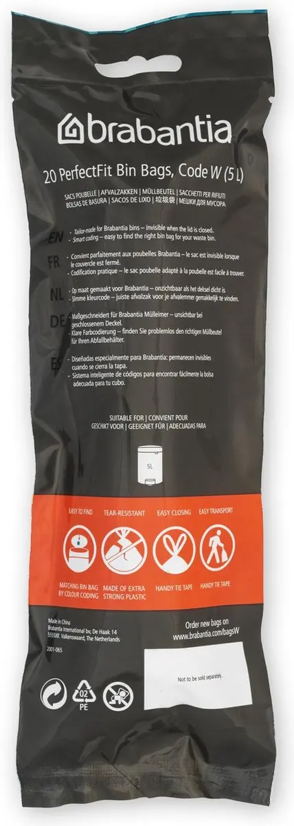 Brabantia PerfectFit Vuilniszakken 5L Code W - 200 Stuks - afbeelding 4 van 6