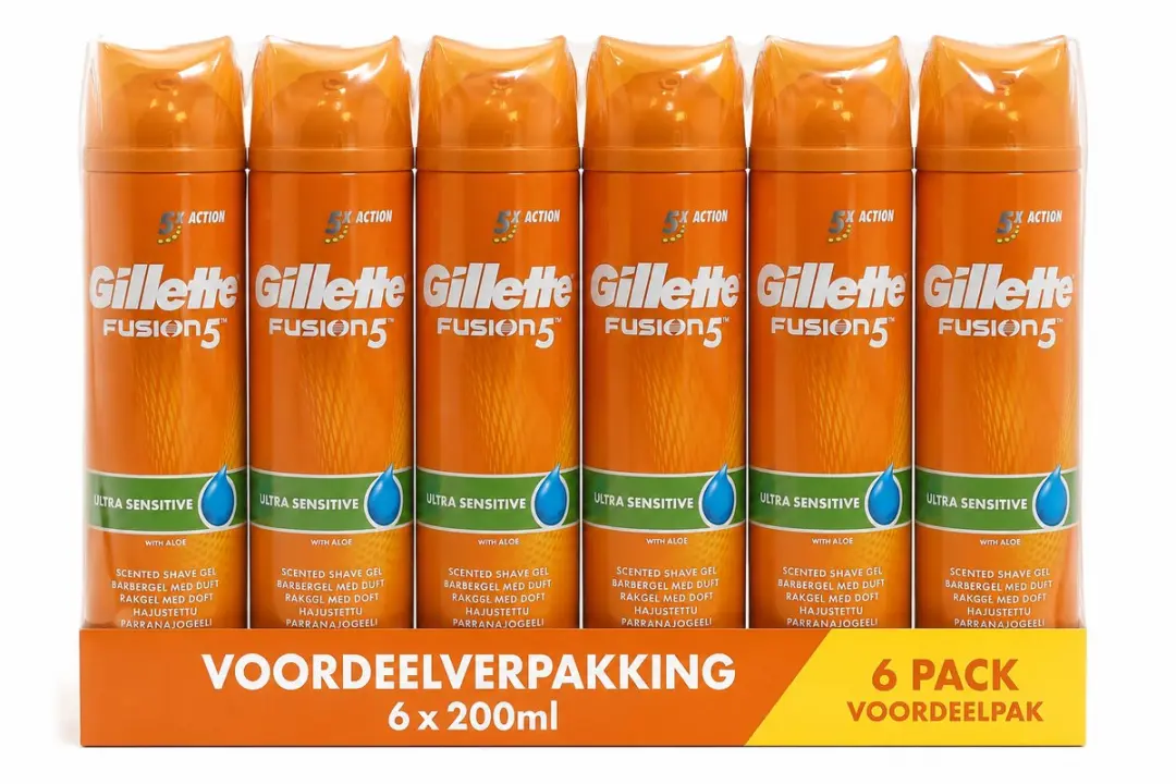 Gillette Fusion5 Ultra Sensitive Scheergel 200ml - 6 Stuks - afbeelding 3 van 6