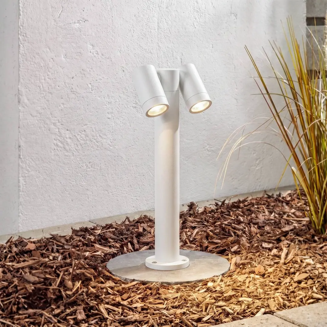 PRIOS Sokkellamp 2-lichts Aluminium Glas GU10 Wit