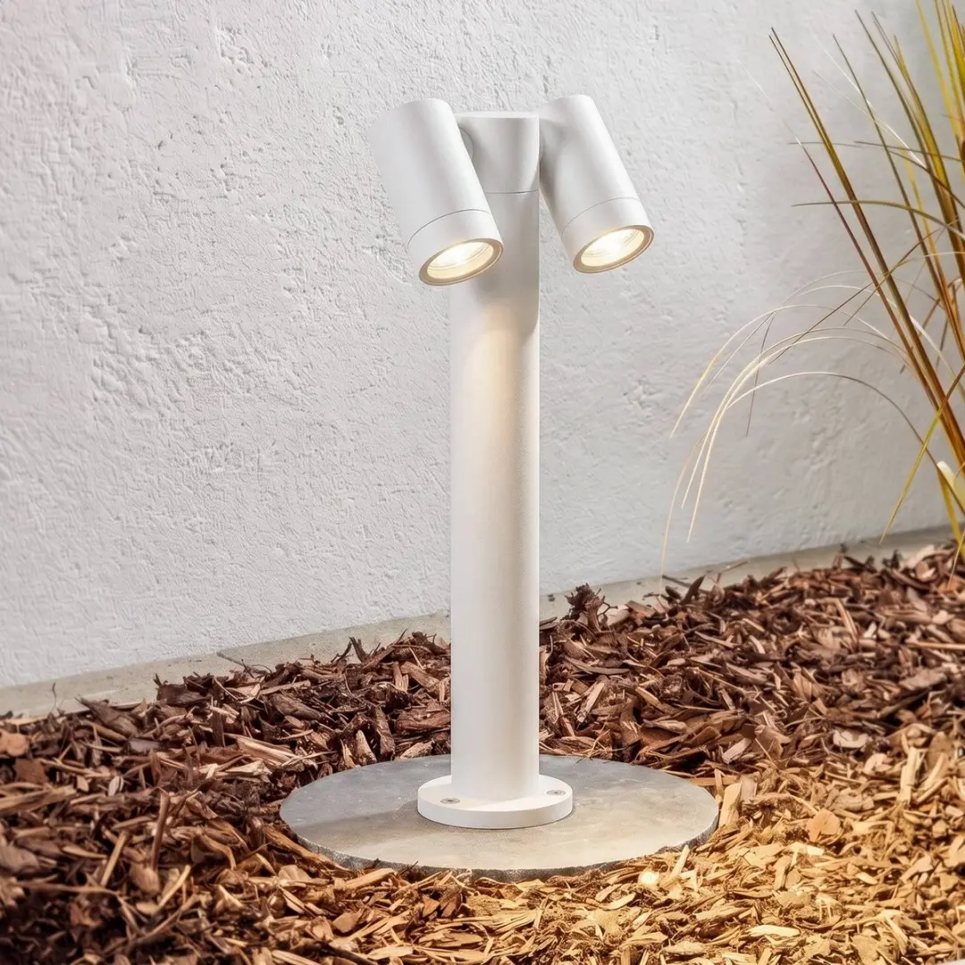 PRIOS Sokkellamp 2-lichts Aluminium Glas GU10 Wit