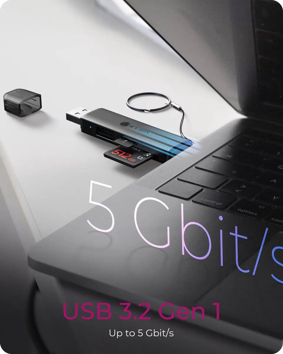 Icy Box IB-CR203-CU3 Externe Geheugenkaartlezer - USB-A/USB-C - Zwart