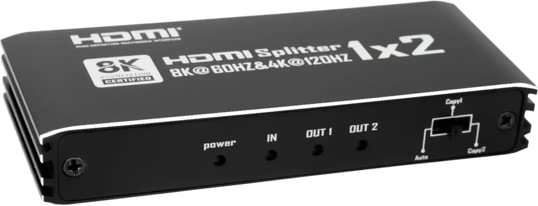 NÖRDIC SGM-290 HDMI 2.1 Splitter 1x2 - 8K@60Hz & 4K@120Hz - Zwart