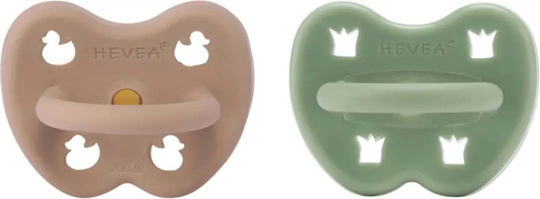 Hevea Two-Pack Round Teat 3-36 Maanden - Tan Beige & Mosgroen