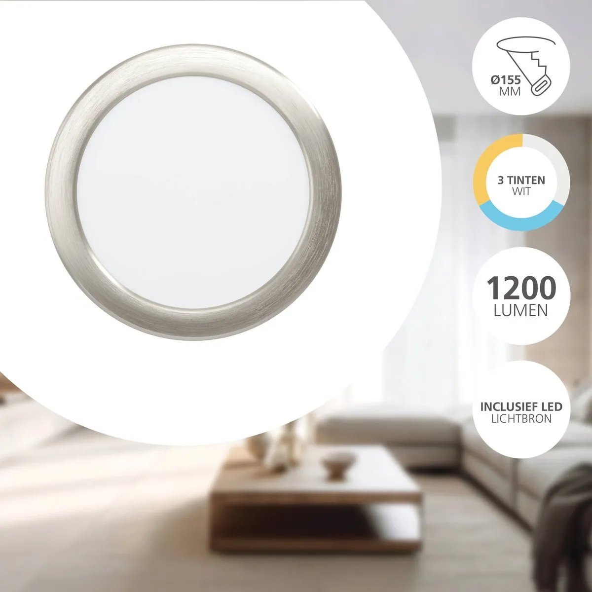 Eglo Fueva 6 Inbouwspot LED Ø16.8cm Grijs - Instelbaar wit licht