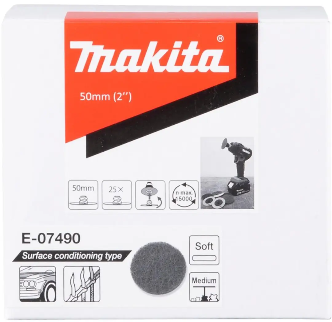 Makita E-07490 Schuurvliesschijf 50mm - 25 Stuks