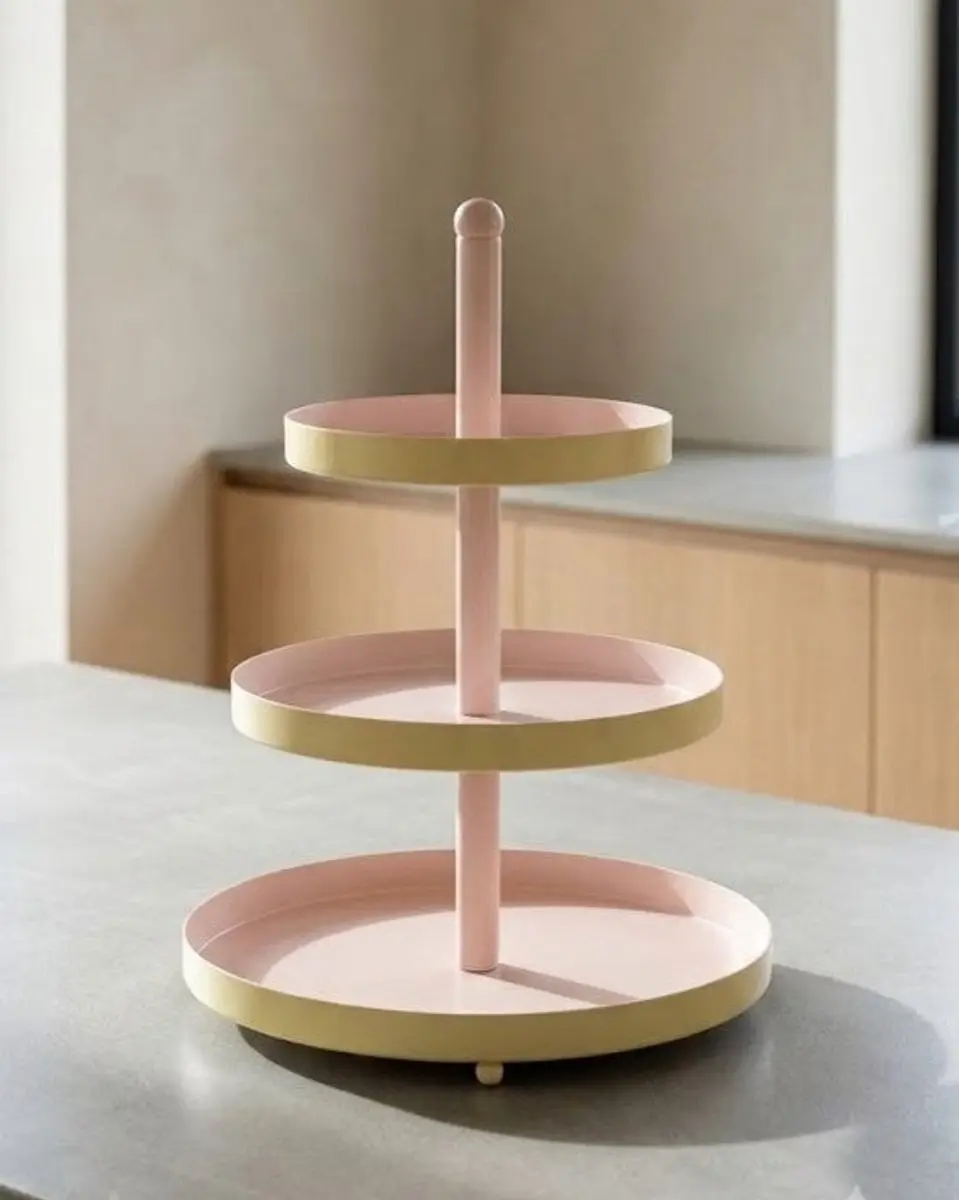 Cookinglife Metaal Etagere 3-laags - Geel - ø 15/20/25cm