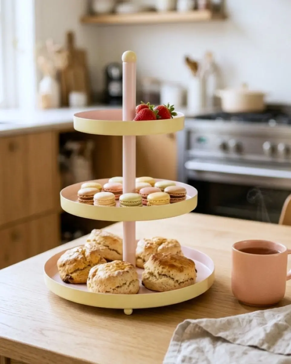 Cookinglife Metaal Etagere 3-laags - Geel - ø 15/20/25cm