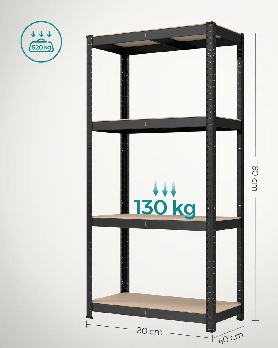 Songmics Stellingkast 4 Verstelbare Planken - 520 kg