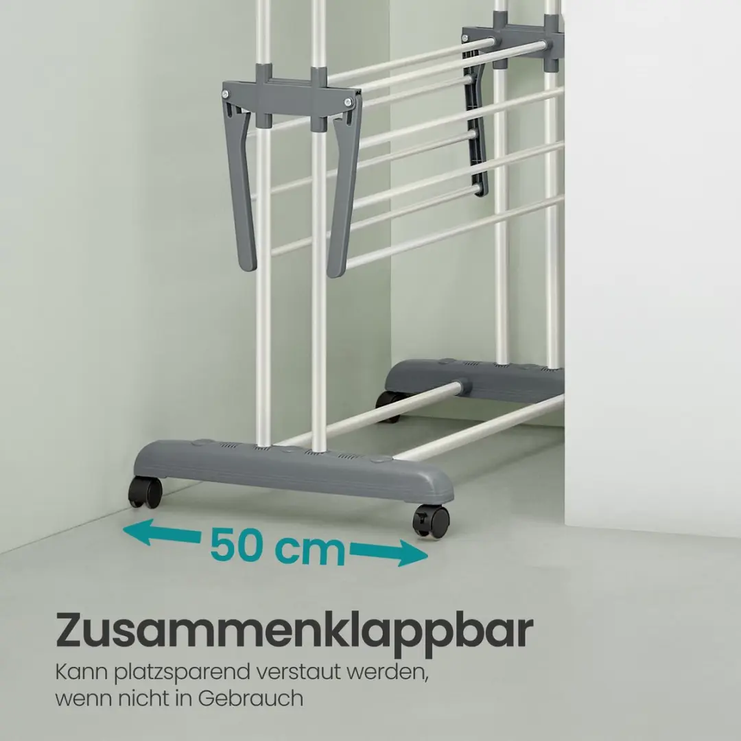 Songmics Droogrek 68,1 Inch - Roestvrij Staal - Inklapbaar - Wit