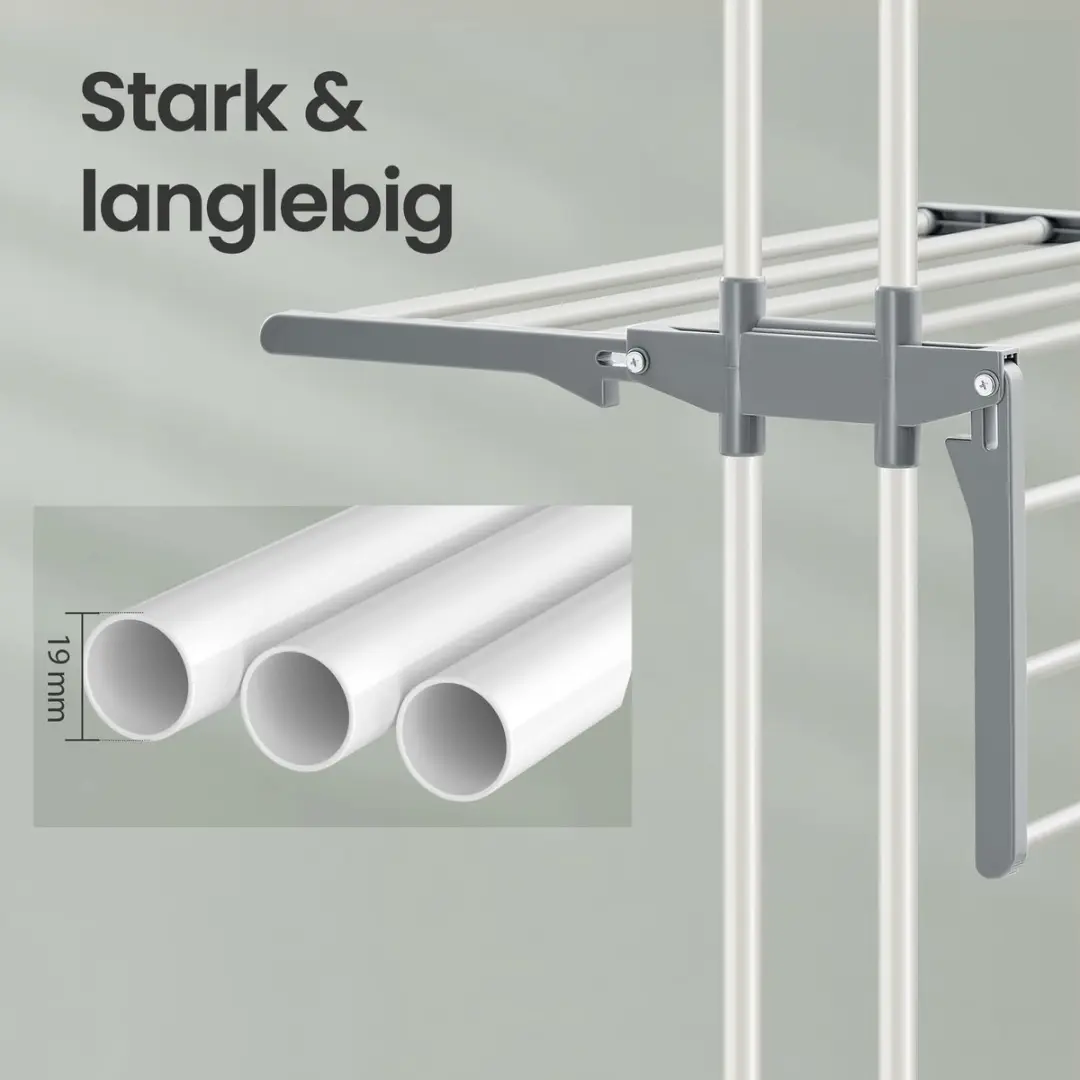 Songmics Droogrek 68,1 Inch - Roestvrij Staal - Inklapbaar - Wit
