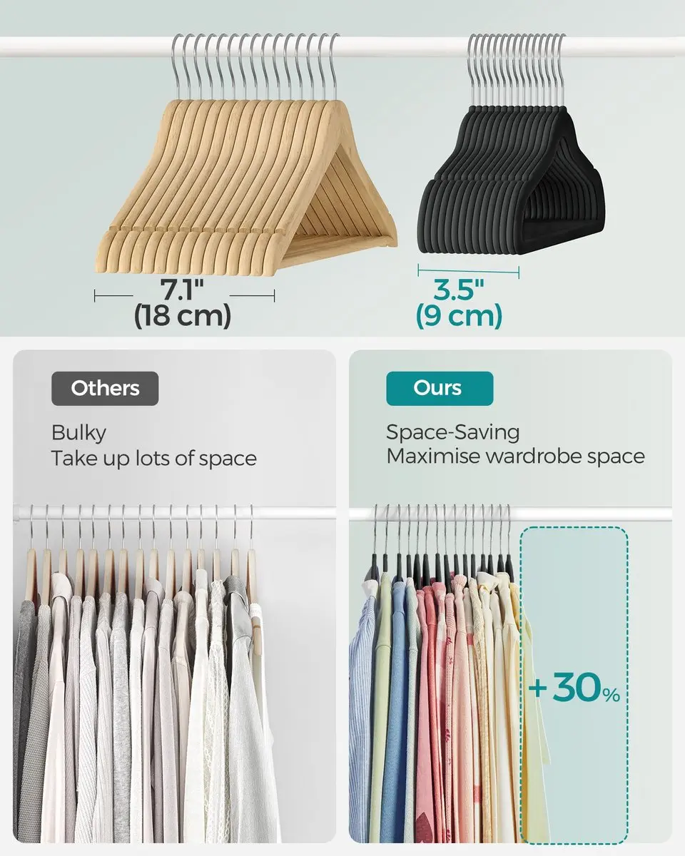 Songmics Kinderkleerhangers 50 Stuks - 360° Draaibare Haken - Zwart