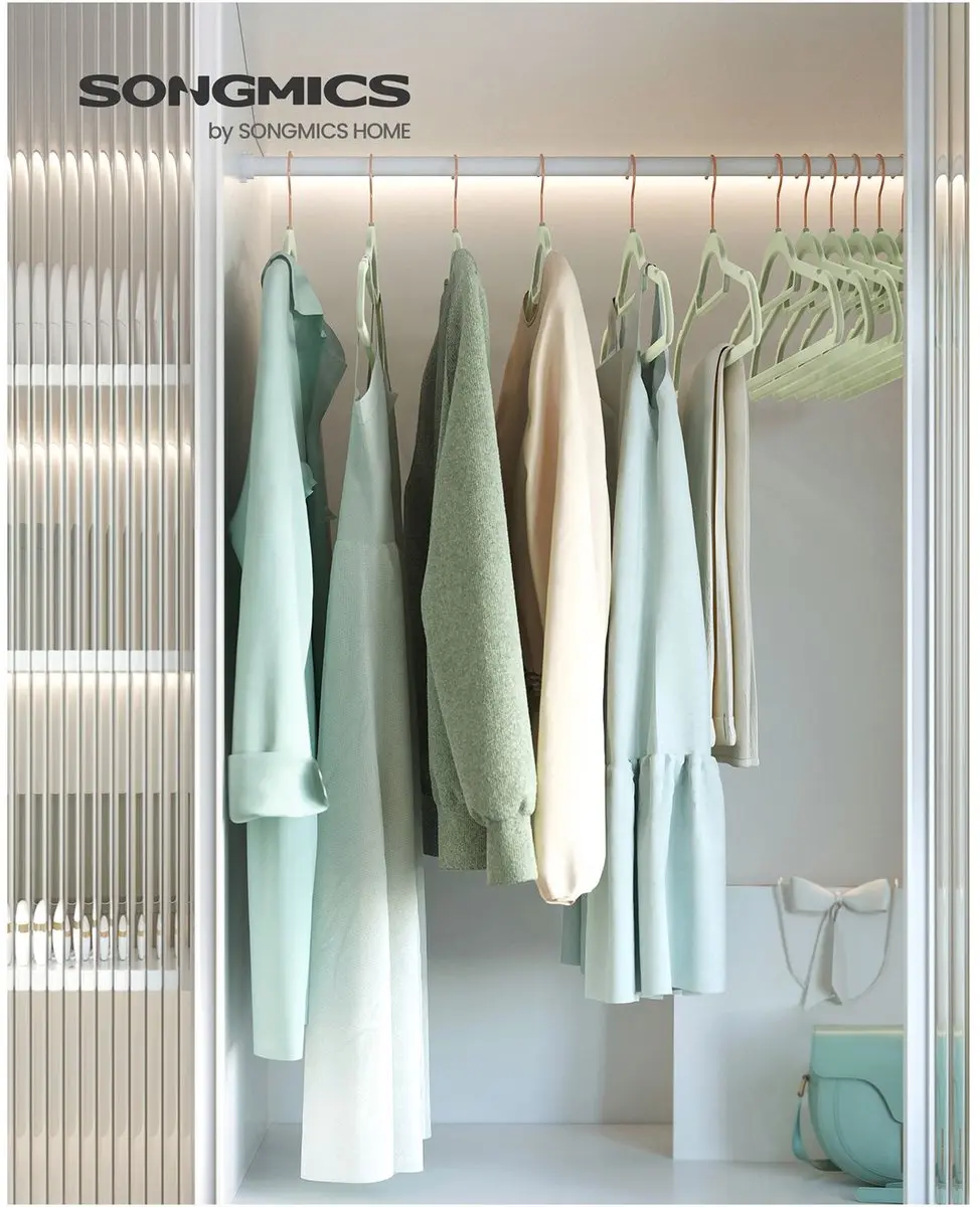 Songmics Kleerhangers Fluweel - 50 Stuks Lichtgroen