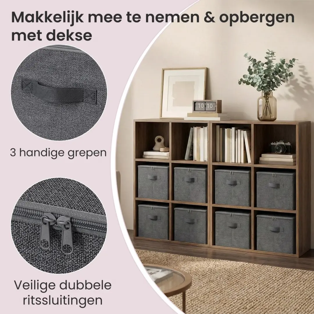Songmics Opbergbox Grijs - 30L - Set van 6