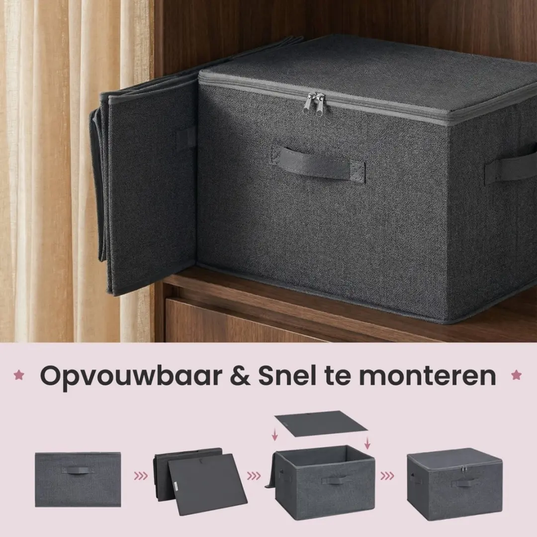 Songmics Opbergbox Grijs - 30L - Set van 6