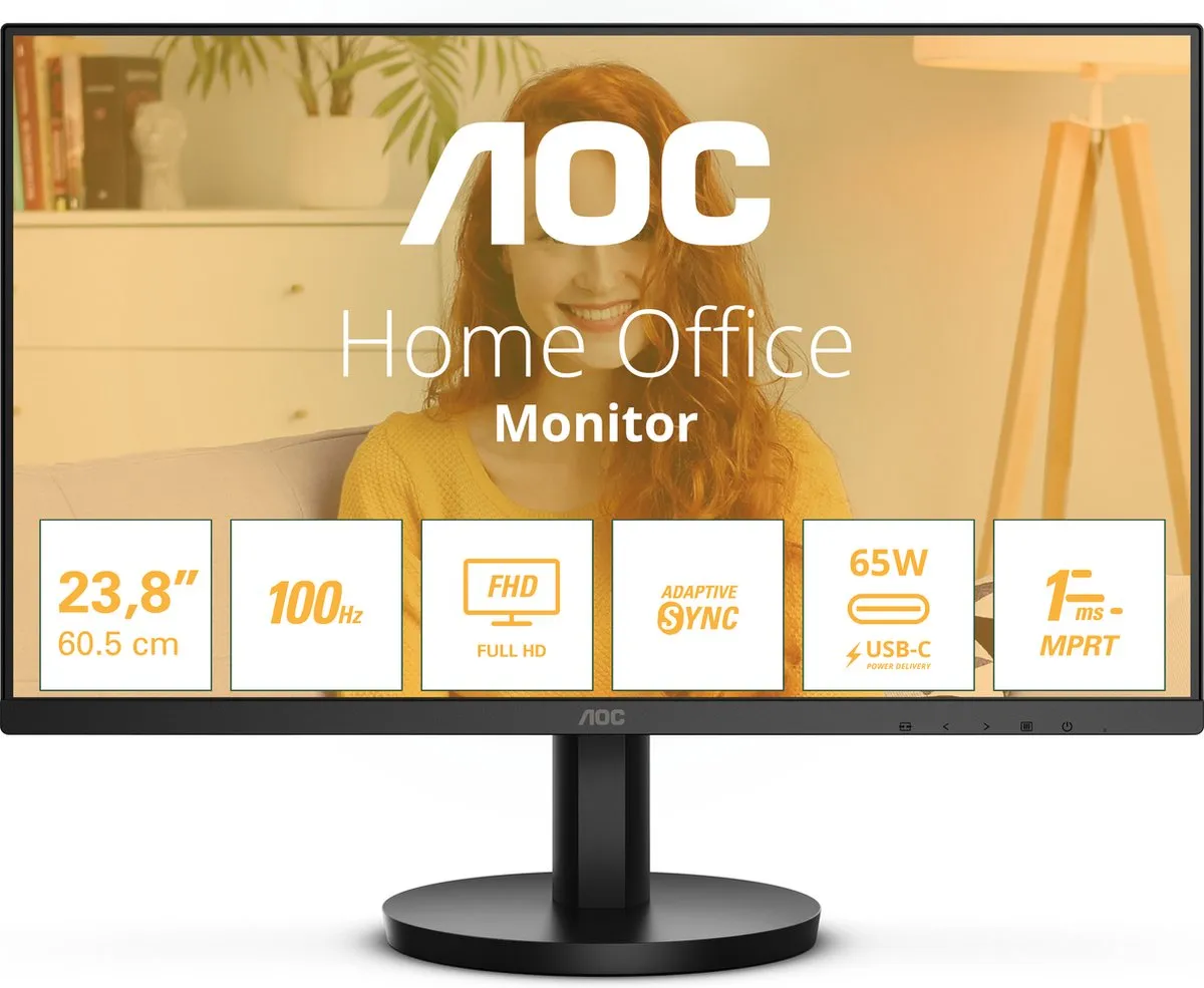AOC 24B3CA2 Full HD IPS Monitor 24 inch - USB-C 65W