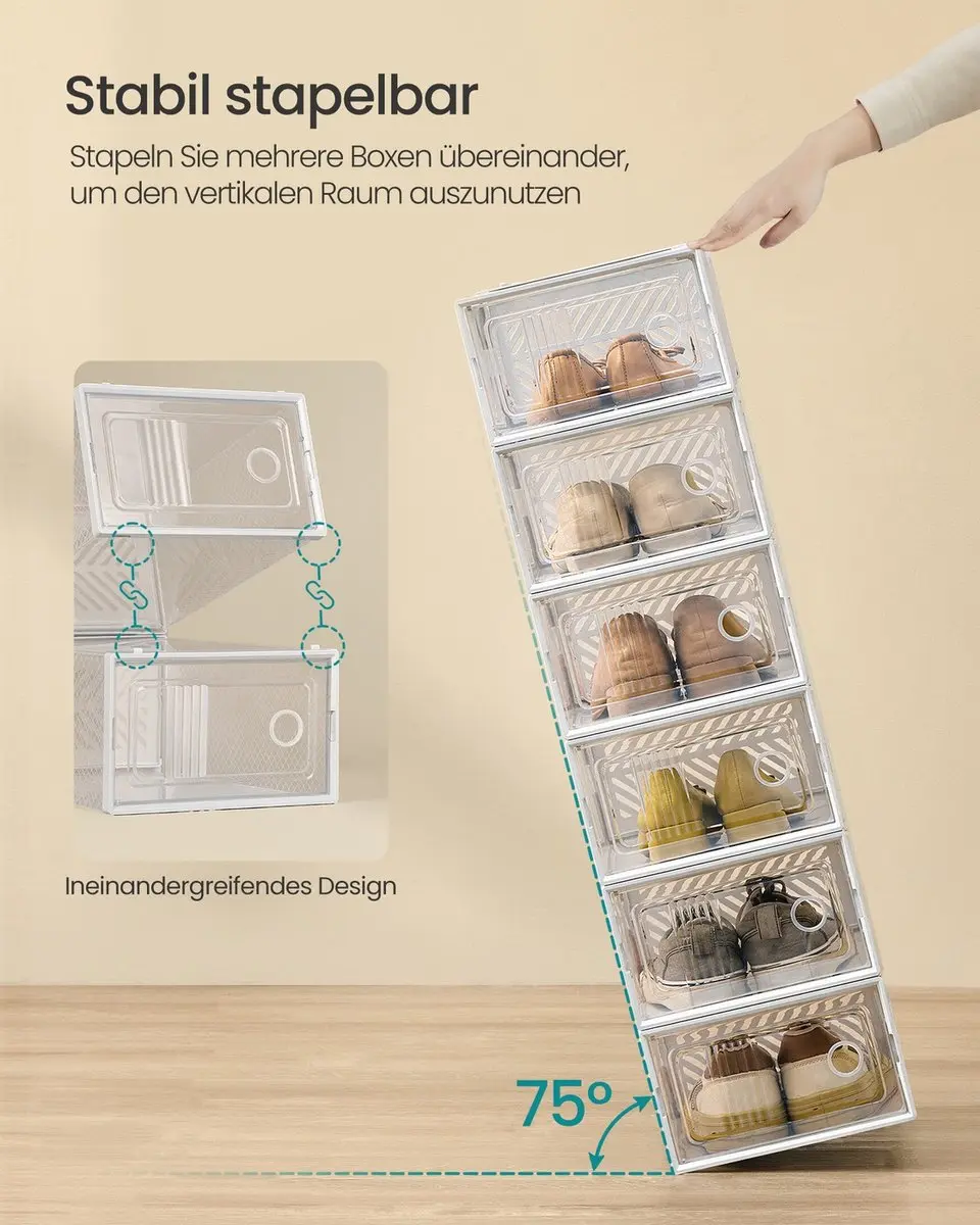 Songmics Schoendozen Set 12 Stuks - Transparant Wit