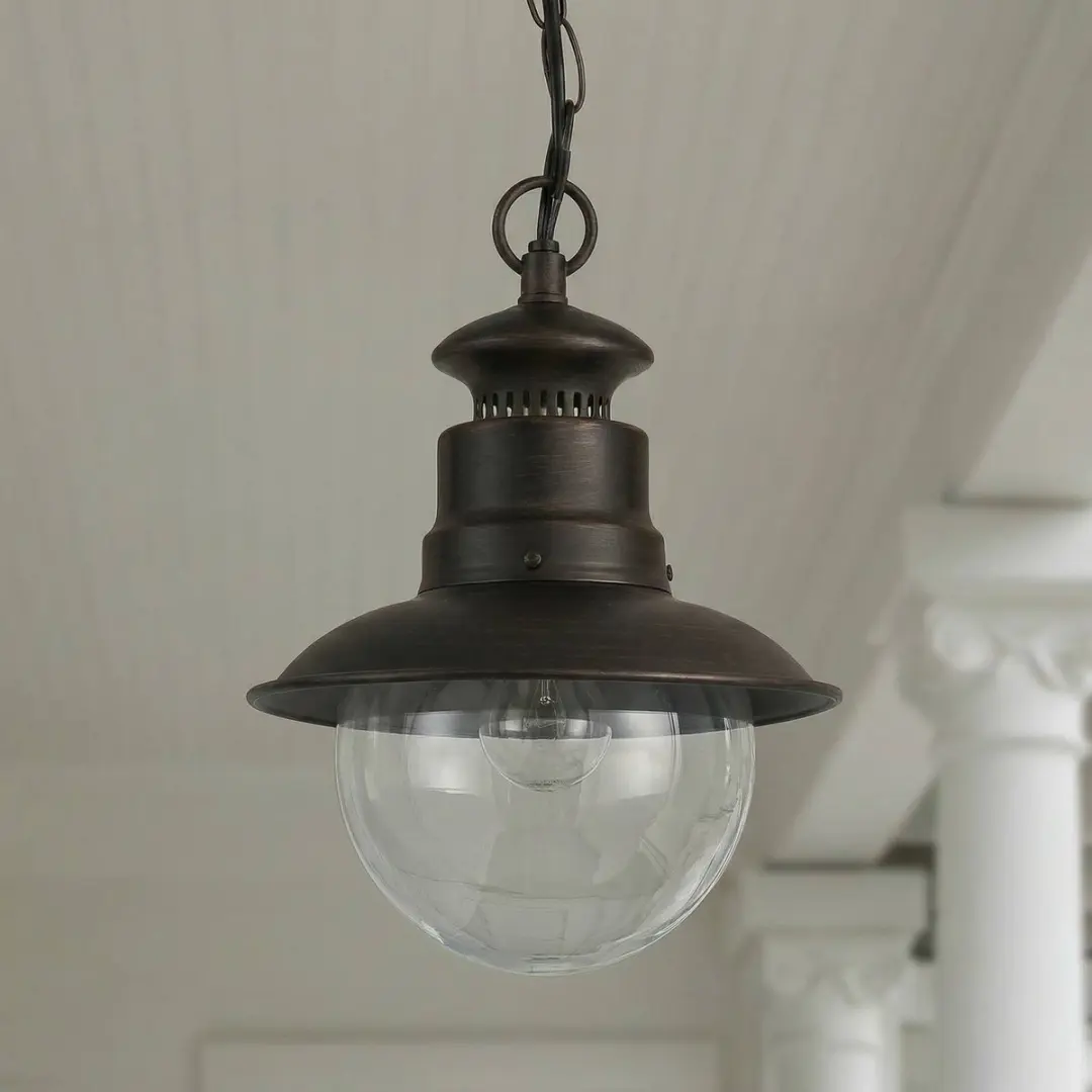Lindby Hanglamp Buiten Eddie+ E27 - Roestbruin - Glas